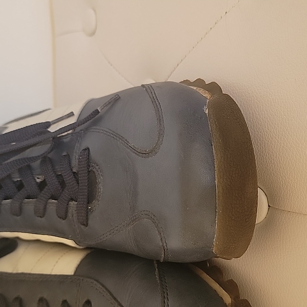 Vintage GBX Navy men's leather lace-up high top sneakers Size 11M - Picture 6 of 16